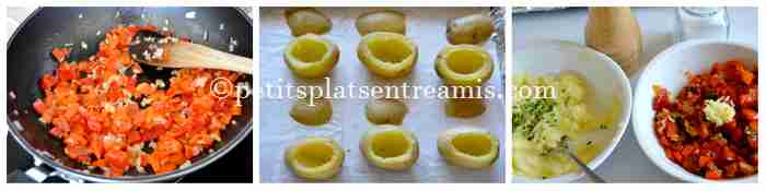 préparation pommes de terre farcies aux poivrons