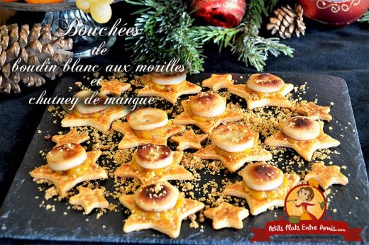 Bouchées de boudin blanc aux morilles et chutney de mangue