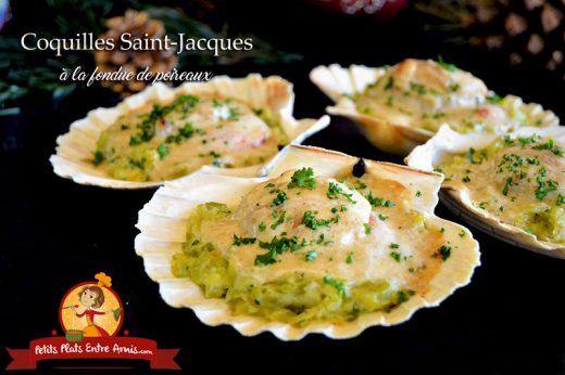 Coquilles Saint-Jacques à la fondue de poireaux