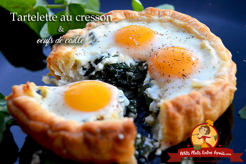 Tartelette au cresson et oeufs de caille