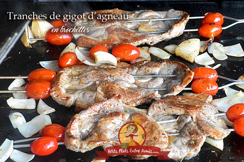 Tranches de gigot d'agneau en brochettes