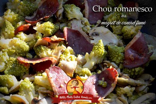 Chou romanesco au magret de canard fumé