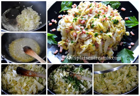 Cuisson chou chinois au jambon fumé