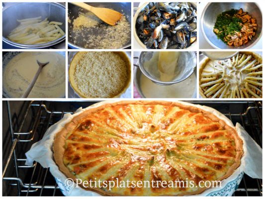 Cuisson quiche aux moules et pointes d'asperges
