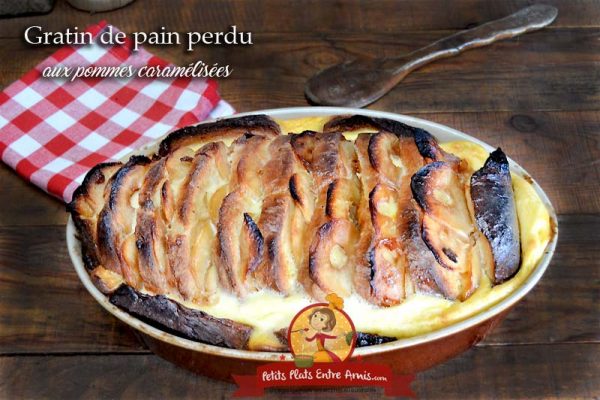 Gratin de pain perdu aux pommes caramélisées
