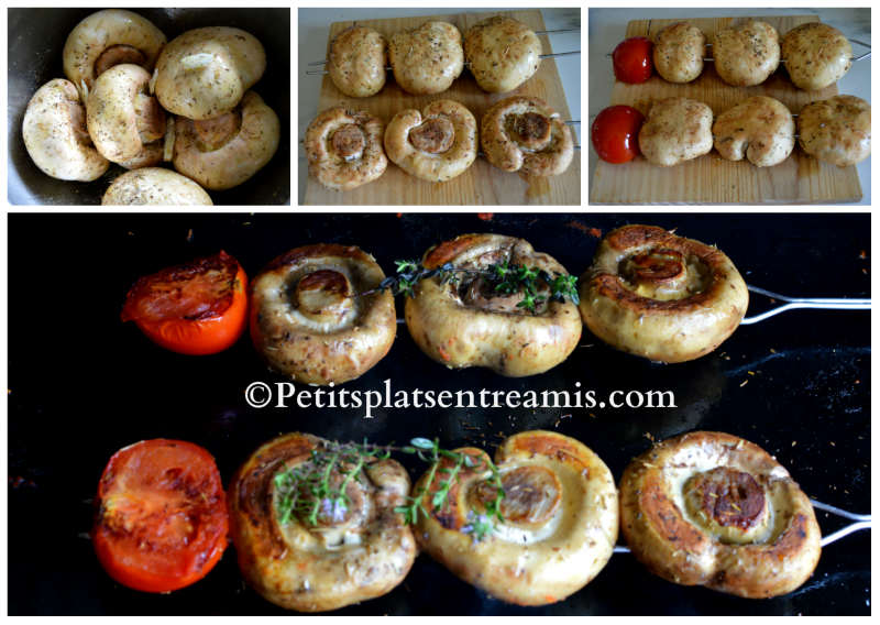 Cuisson brochettes de champignons