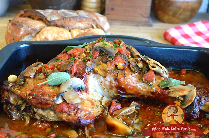 Recette cuisse de dinde aux tomates et champignons