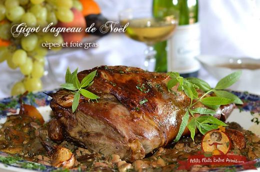 Gigot d'agneau de Noël aux cèpes et foie gras