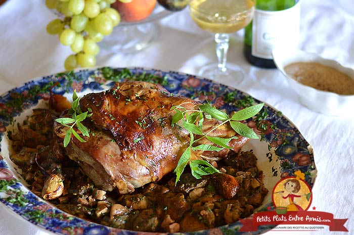 Gigot d'agneau de Noël aux cèpes et foie gras la recette