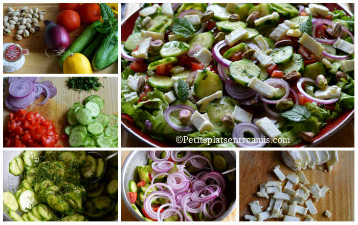 Préparation salade de concombres libanais