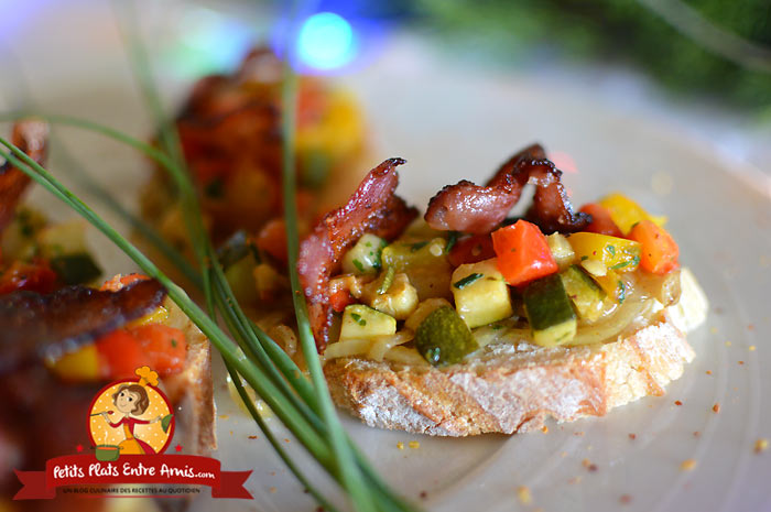 Recette toast aux légumes et lard