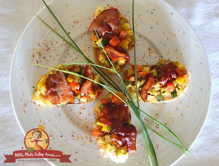 Toast aux légumes et lard la recette