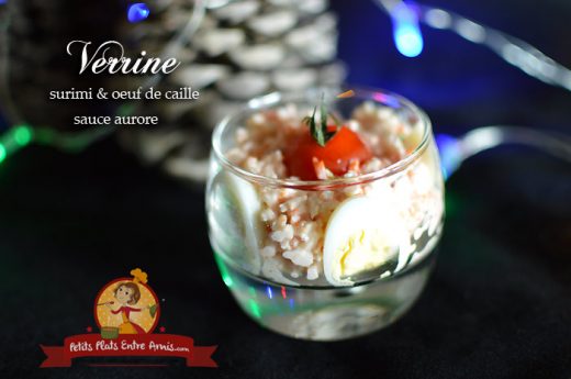 Verrine de surimi et oeuf de caille sauce aurore