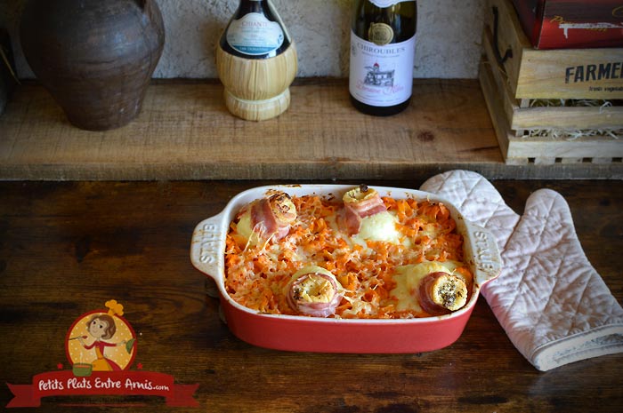 Gratin de pâtes aux crottins de Chavignol la recette