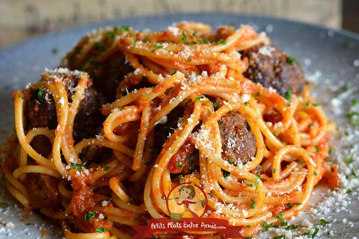 Spaghetti et boulettes de viande