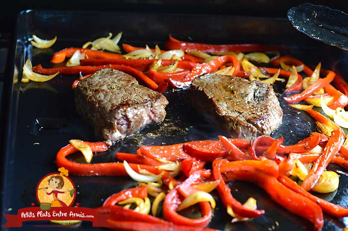 Tranches de rumsteak aux poivrons grillés à la plancha la recette