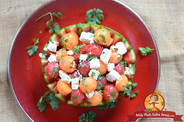 Recette salade pastèque et melon à la feta