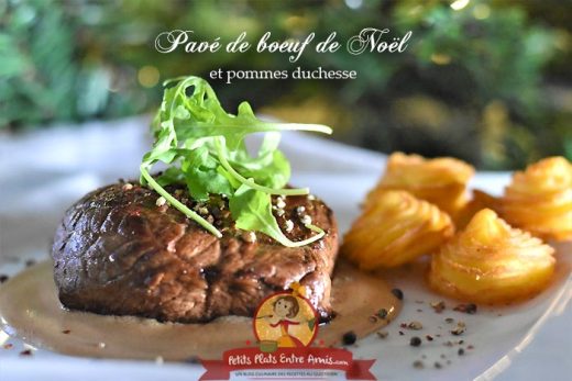 Pavé de boeuf de Noël et pommes duchesse