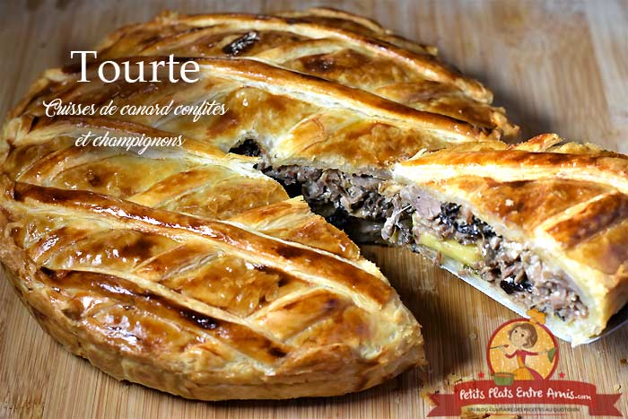 Tourte aux cuisses de canard confites et champignons