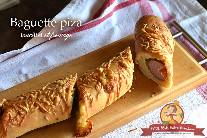 Baguette pizza aux saucisses et fromage