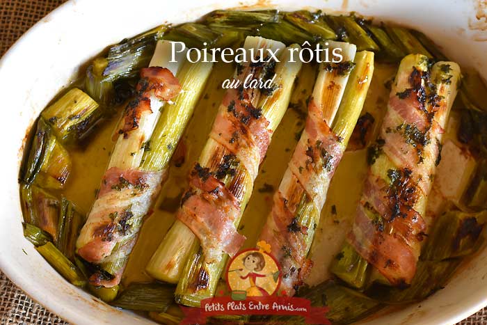 Poireaux rôtis au lard