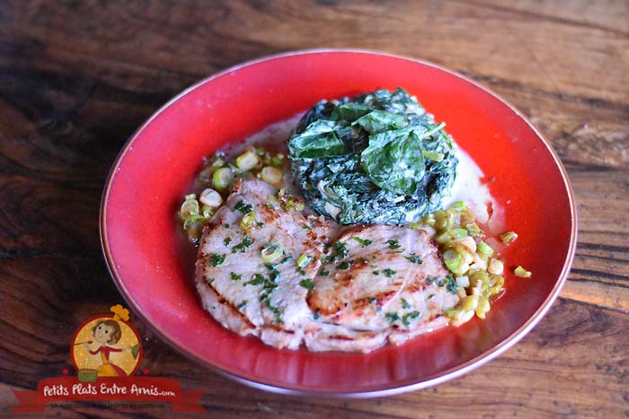 Recette noix de veau et fondue d'épinards