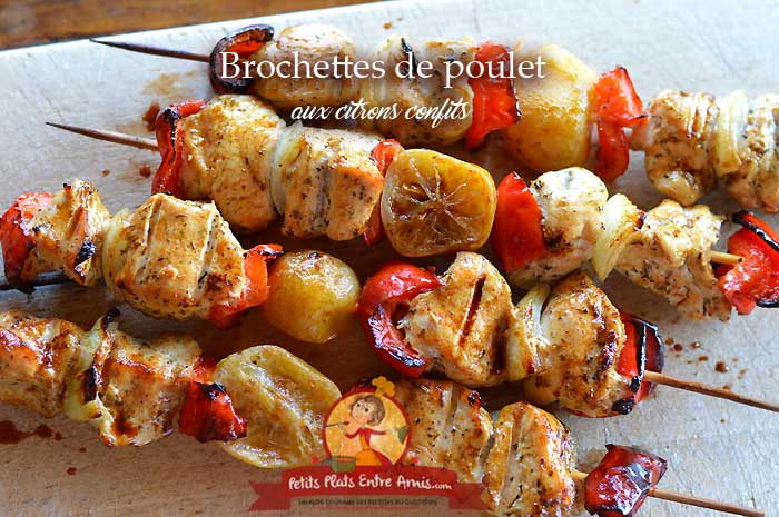 Brochettes de poulet aux citrons confits