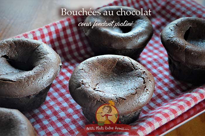 Bouchées au chocolat coeur fondant praliné