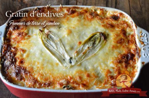 Gratin d'endives pommes de terre et jambon