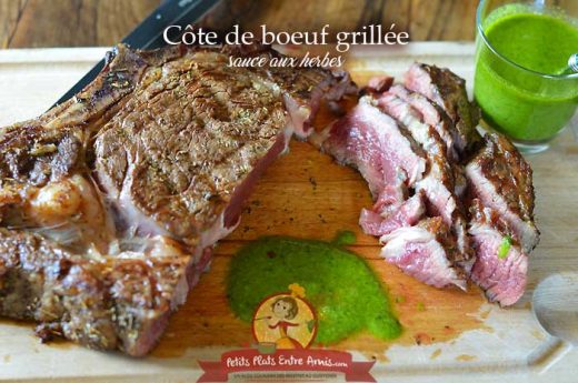 Côte de boeuf grillée sauce aux herbes