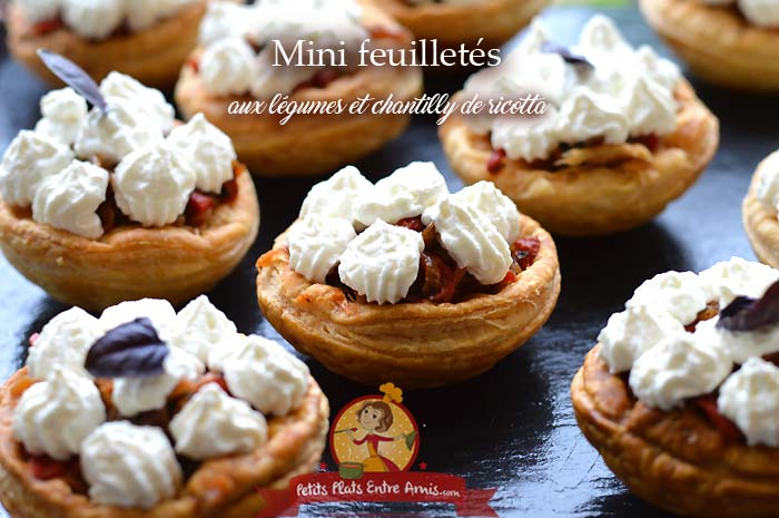 Mini feuilletés aux légumes et chantilly de ricotta