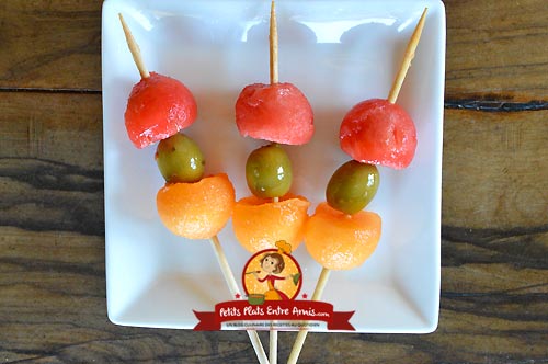 Brochettes apéritives melon pastèque