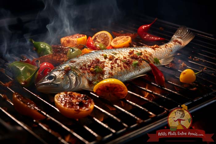 Poisson et légumes grillés au barbecue