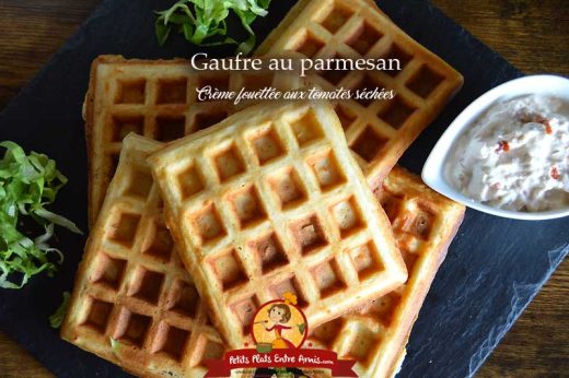 Gaufre au parmesan et crème fouettée aux tomates séchées