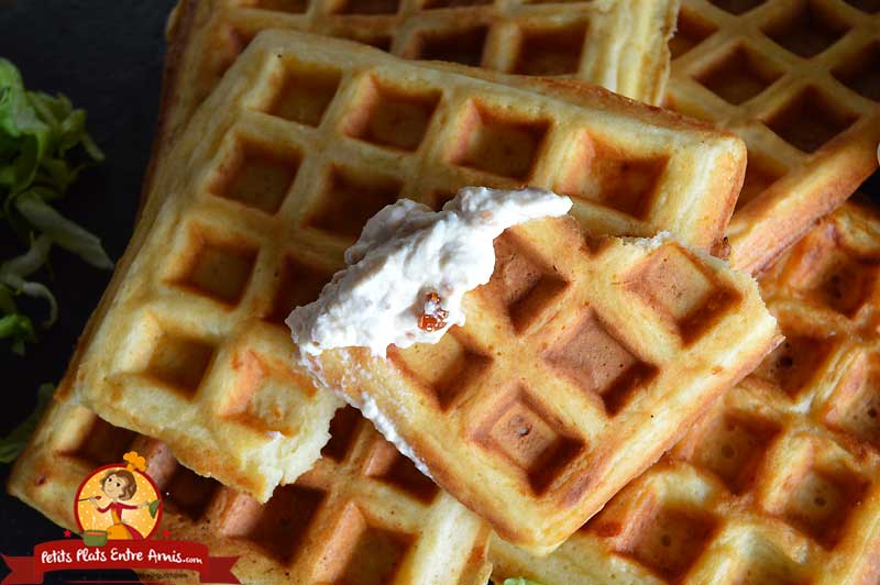 Ingrédients gaufre au parmesan et crème fouettée aux tomates séchées