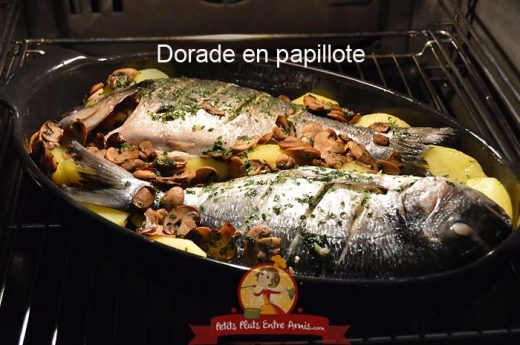 Dorade en papillote aux pommes de terre et champignons