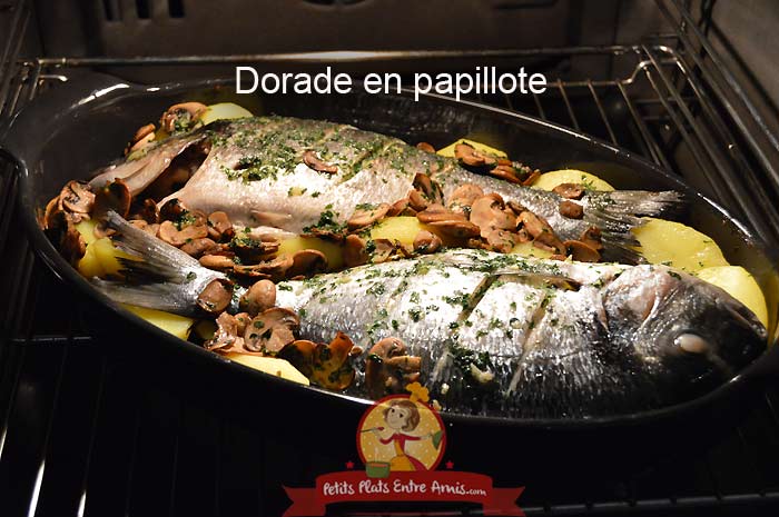 Dorade en papillote aux pommes de terre et champignons 