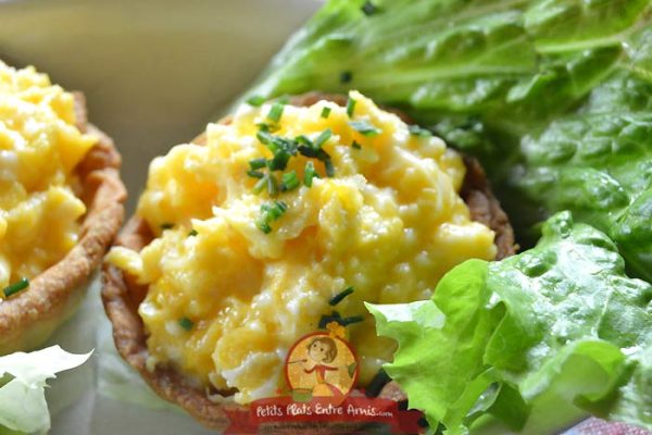 Recette petites tartelettes apéritives aux oeufs brouillés et fromage